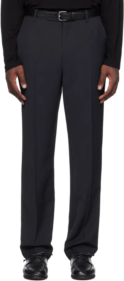 The Row Elijah Relaxed-leg Tailored Trousers In Dark Navy