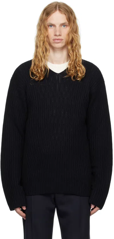 The Row Navy Gustave Sweater In Drn Dark Navy