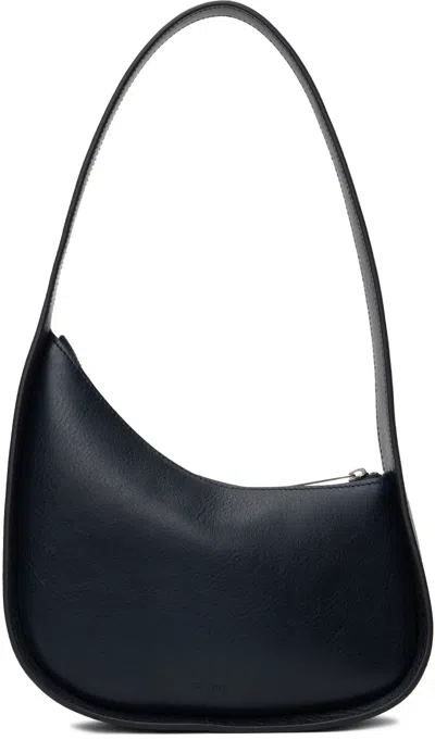 The Row Half Moon Leather Shoulder Bag In Virginia Blue