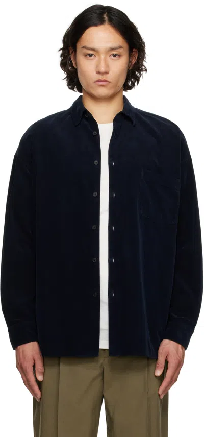 The Row Navy Lancaster Shirt In Dkb Dark Blue