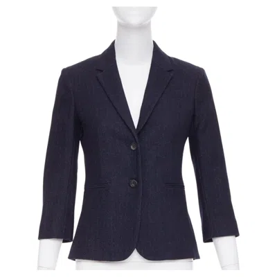 Pre-owned The Row Navy Virgin Wool Angora Single Breasted 2 Button Fitted Blazer Us2 S In Blue