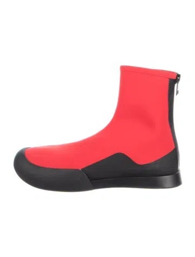 Pre-owned The Row Neoprene Colorblock Pattern Sock Boots In Red