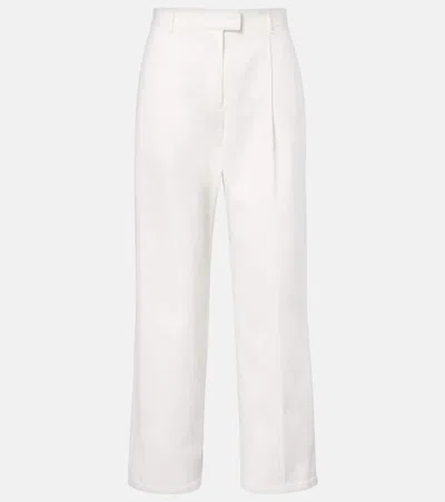 The Row Neriah Cotton And Cashmere Straight Pants In White