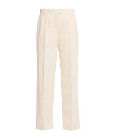The Row Neriah Cotton  Cashmere Straight Pants In White