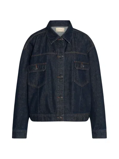 The Row Ness Contrast-stitched Denim Jacket In Blue