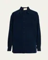The Row Nesson Button Down Silk Shirt In Dark Blue