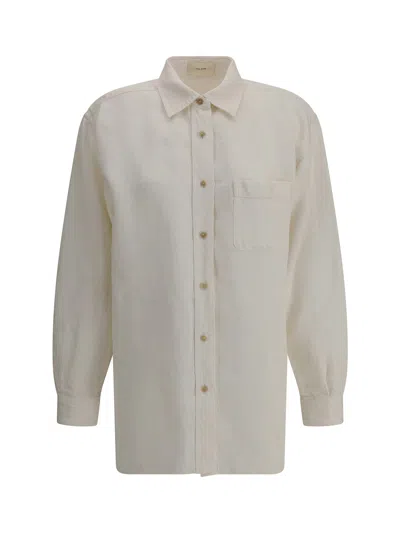 The Row Nesson Oversized Linen Denim Shirt In Green