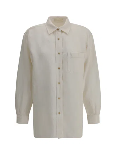 The Row Nesson Oversized Linen Denim Shirt In Green