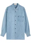 The Row Nesson Oversized Linen Button-down Shirt In Denim