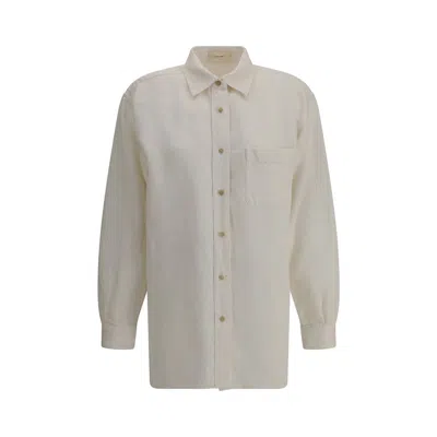 The Row Nesson Oversized Linen Denim Shirt In Green