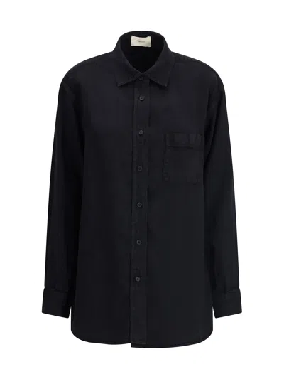 The Row Nesson Linen Long Shirt In Black