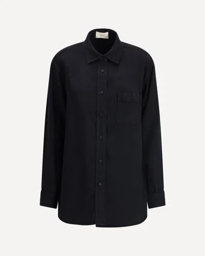 The Row Nesson Linen Long Shirt In Black