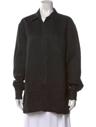 Pre-owned The Row Nesson Linen Button-up Top In Green