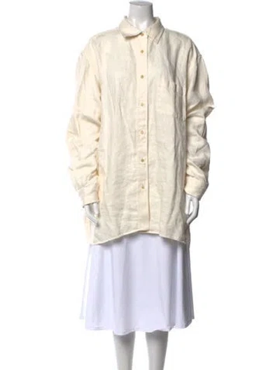 Pre-owned The Row Nesson Linen Button-up Top In White