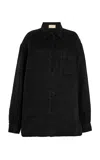 The Row Nesson Oversized Linen Button-down Shirt In Black