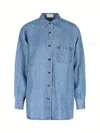 The Row Nesson Oversized Linen Button-down Shirt In Blue