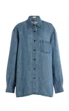 The Row Nesson Oversized Linen Button-down Shirt In Light Wash