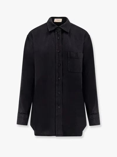 The Row Nesson Linen Long Shirt In Black