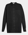 The Row Nesson Oversized Linen Button-down Shirt In Black