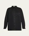 The Row Nesson Oversized Linen Button-down Shirt In Black