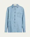 The Row Nesson Oversized Linen Button-down Shirt In Bleached