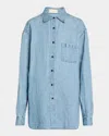 The Row Nesson Oversized Linen Button-down Shirt In Bleached