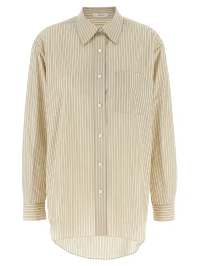 The Row Pocketed Striped Long Sleeve Shirt In Neutral