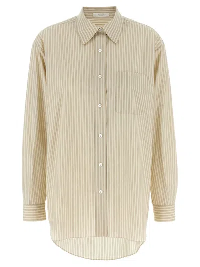 The Row Pocketed Striped Long Sleeve Shirt In Neutral
