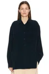 The Row Nesson Button Down Silk Shirt In Dark Blue