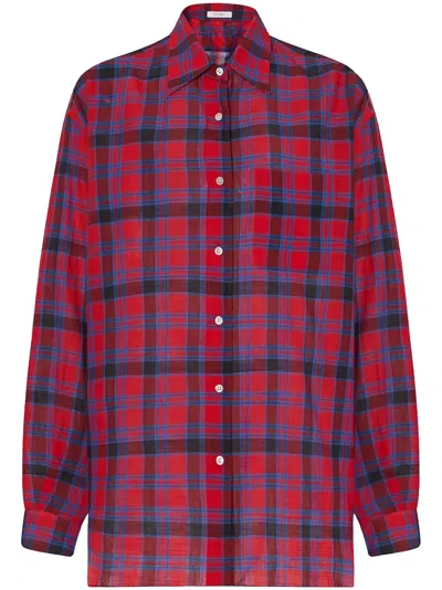 The Row Nesson Oversized Checked Cotton-voile Shirt In Red