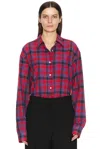 The Row Nesson Oversized Checked Cotton-voile Shirt In Red & Blue