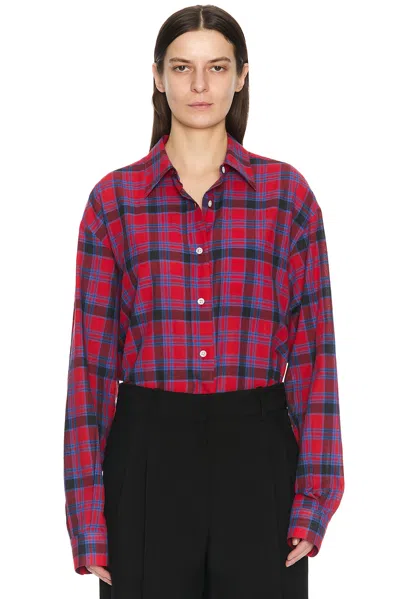 The Row Nesson Oversized Checked Cotton-voile Shirt In Red