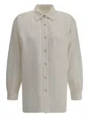 The Row Nesson Oversized Linen Denim Shirt In Weiss