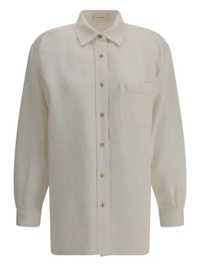 The Row Nesson Oversized Linen Denim Shirt In Green