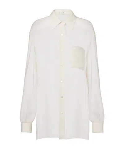 The Row Nesson Oversized Striped Cupro Shirt In White