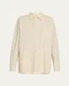The Row Nesson Stripe Button Down Shirt In Sage Tint  Graphene