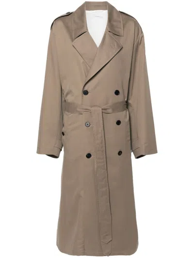 The Row Neutral Double-breasted Cotton Trench Coat In Brown