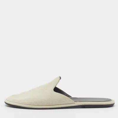 Pre-owned The Row Neutral Roger Size 41 Grey Suede Flat Mules In Gray