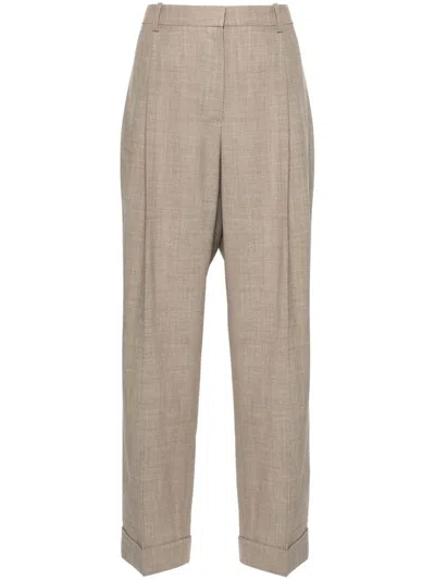 The Row Tor High-waist Tailored Trousers In Tim Taupe Ivory Melange