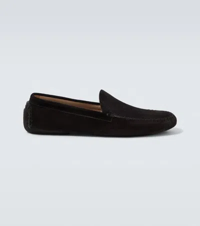 The Row Black Lucca Slip-on Loafers In Blk Black