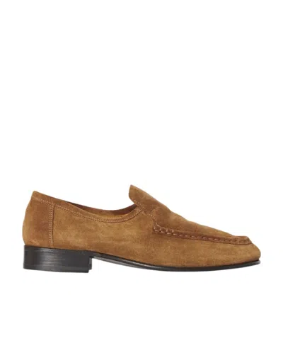 The Row New Soft Suede Loafers In Brown