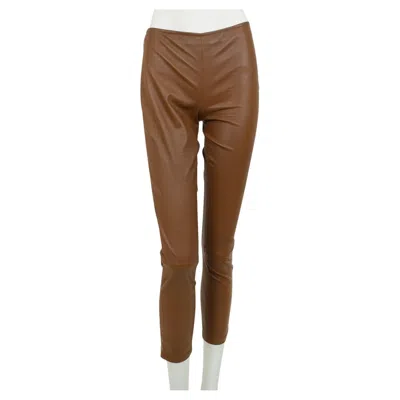 Pre-owned The Row New  Ellerton Brown Leather Ankle Zip Stretch Moto Leggings – Xs-s, 2011