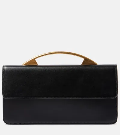 The Row Nia Leather Shoulder Bag In Black