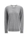 The Row Nian Long Sleeve Top Ribbed V Neckline In Gray