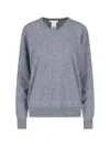 The Row Nian Long Sleeve Top Ribbed V Neckline In Gray