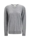 The Row Nian Long Sleeve Top Ribbed V Neckline In Gray