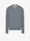 The Row Nian Long Sleeve Top Ribbed V Neckline In Gray