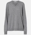 The Row Nian Cashmere Knit V Neck Sweater In Gray