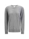 The Row Nian Long Sleeve Top Ribbed V Neckline In Gray