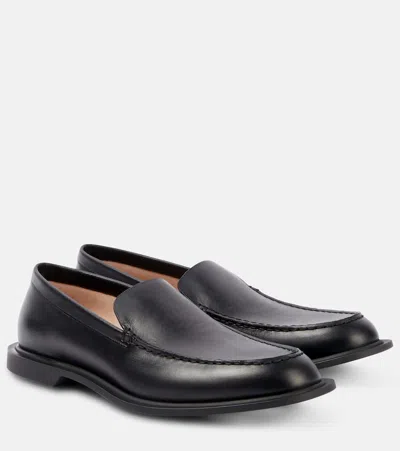 The Row Nic Leather Loafers In Black